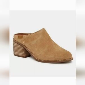 Toms Brown Leather Slip-On Mule Heels